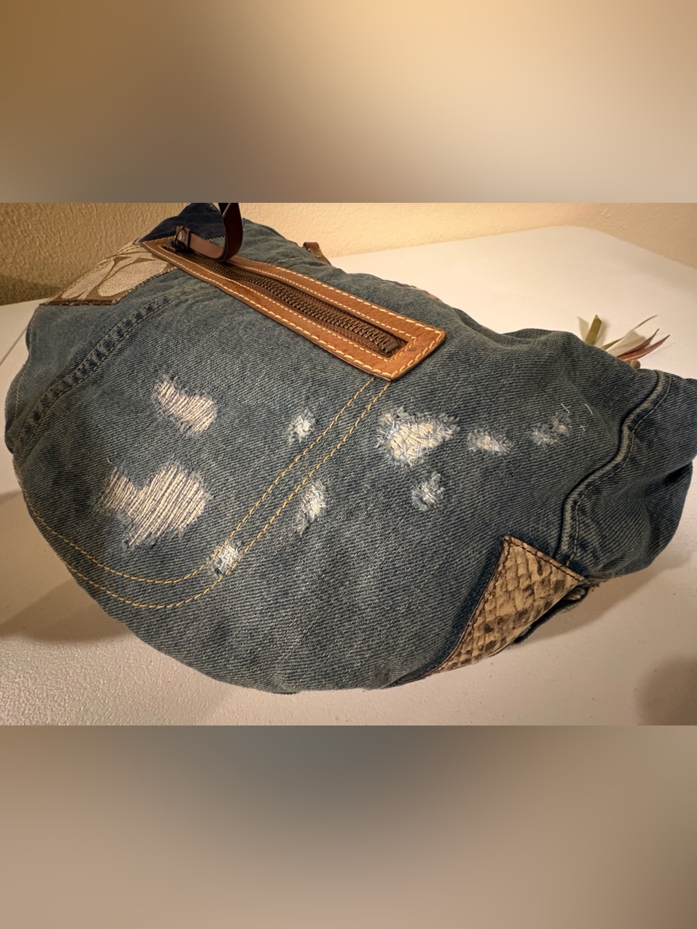 Rare Coach Denim Patchwork XL Hobo Shoulder Bag 10016 - Picture 10 of 16